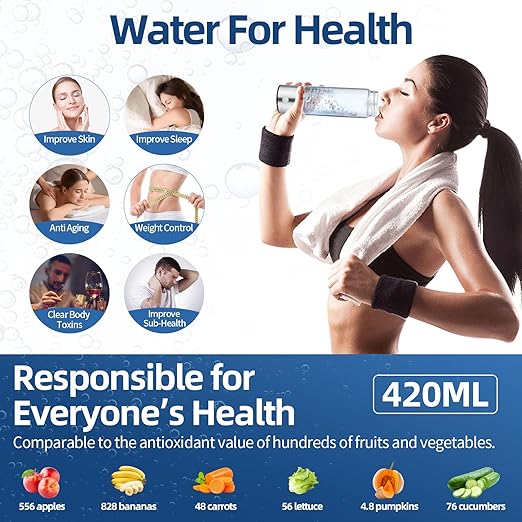 Hydrogen Water Bottle, 2024 Hydrogen Water Bottle Generator Improve Water in 3 Minutes, Hydrogen Water Machine with SPE PEM for Home, Travel, Office, Exercise, Daily Use