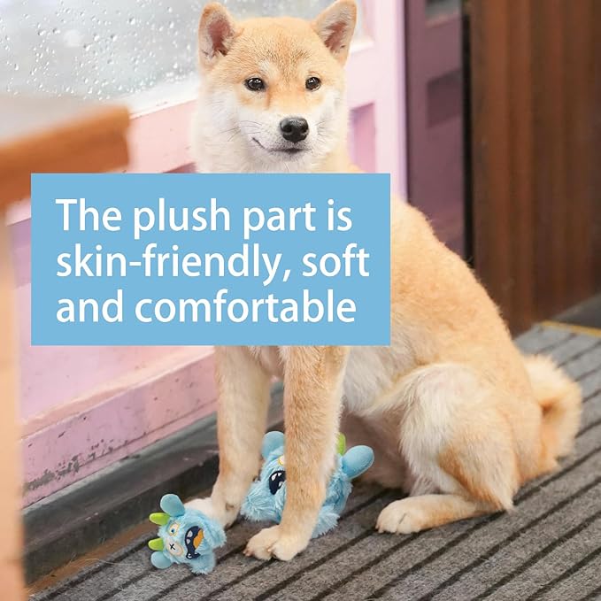 Squeaky Plush Pet Toy Ball, Dental Care, Skin-Friendly and Soft and Relieve Stress,Dog Training Interactive Pet Cute Plush Fashionable Toy Ball (Sky Blue,Large)