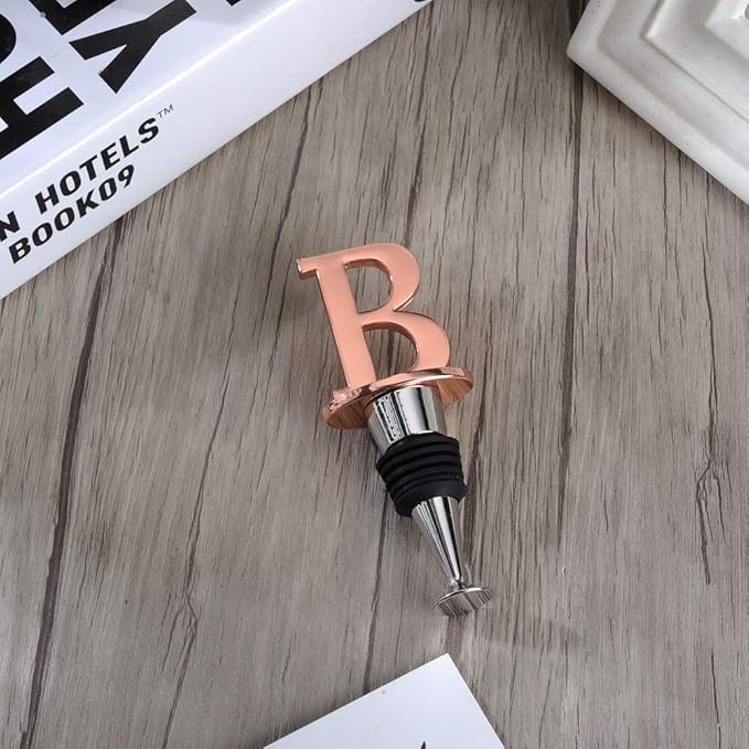 Miicol Wine Stopper, Prosecco Stopper, Wine Bottle Stopper, Personalised Champagne Stopper, Rose Gold Wine Accessories, Wine Lovers Gift, Monogram Gift, Letter B