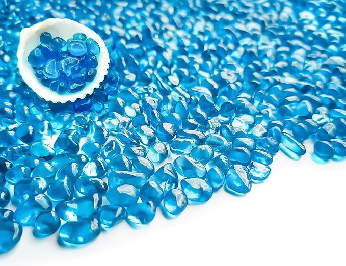 Keedolla Fish Tank Blue Gravel 3 LB Sea Glass Stones Marbles Pebbles Gravel Rock for Aquarium|Fish Tank|Vase|Succulent Plants Decor - Lake Blue