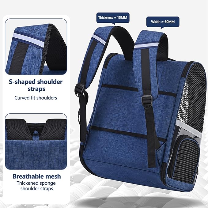 Pet Backpack, Airline Approved Dog Backpack, Cat Bag for Travel Hiking Bike Riding Walking Outdoor, Cat Backpack with Breathable Mesh(Gray)