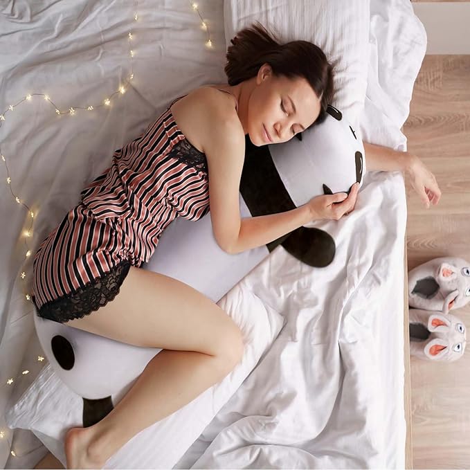 Panda Plush Body Pillow, 35” Panda Stuffed Animal, Cute Plushies Cuddle Pillow for Kids, Long Plush Toys, Birthday Gifts for Women, Girls and Males