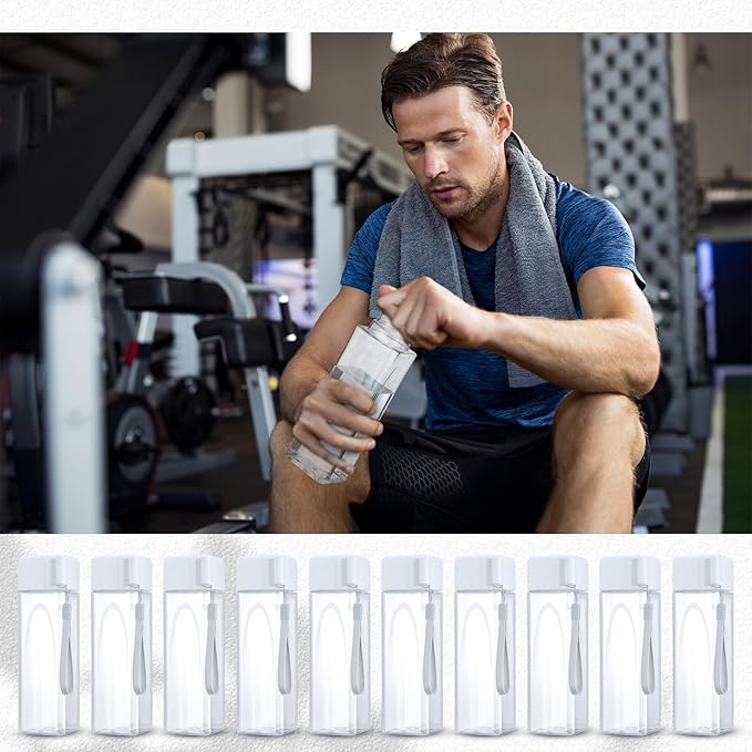 Mifoci 30 Pcs Water Bottle Bulk 17 oz Plastic Sports Water Bottles for Adults Reusable Leak Proof Portable Drink Bottles Large for Travel Camping Fitness Office(White)