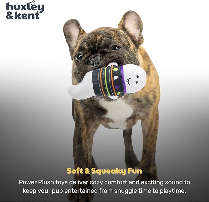 Huxley & Kent Halloween Funny Dog Toy w/Squeaker – Power Plush Squeaky Dog Toys for Small Dogs – Durable Small Stuffed Animal for Indoor Play & Fetch - Tiny Tuff Boo Buddies 2pk