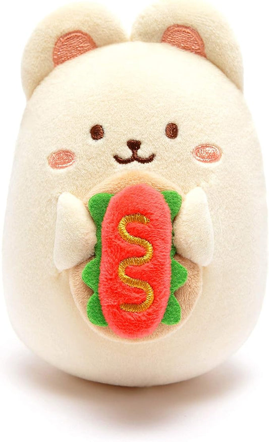 Anirollz Stuffed Animal Plush Toy – 3.5" Small Fabric Squishy Ball Doll | Soft, Warm, Cute, Comfort, Safe | Birthday Pillow with Kawaii Bunny Rabbit with Hot Dog Bunniroll