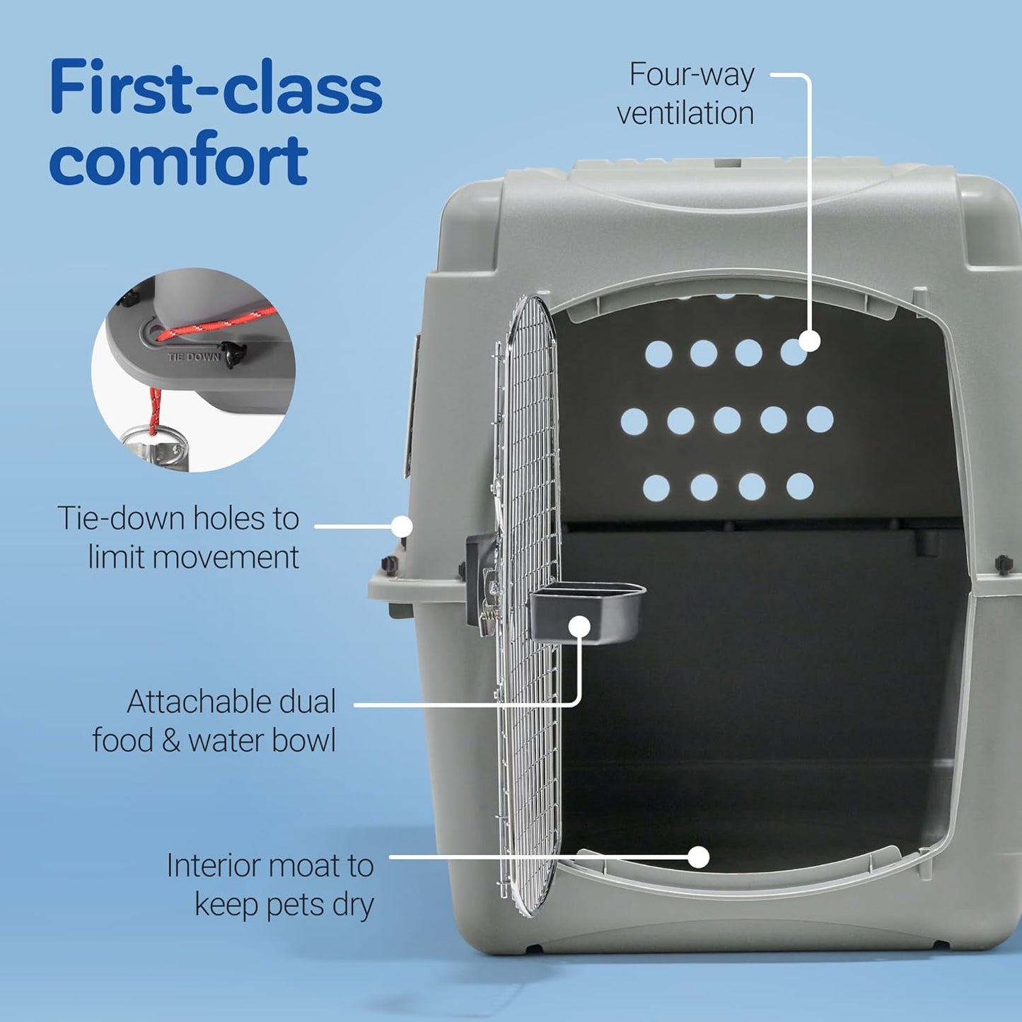 Petmate Sky Kennel - For Air and Travel, Airline Compliant Dog Crate for Pets 50-70 lbs, Heavy Duty Dog Kennel, Made in the USA- 36 Inches