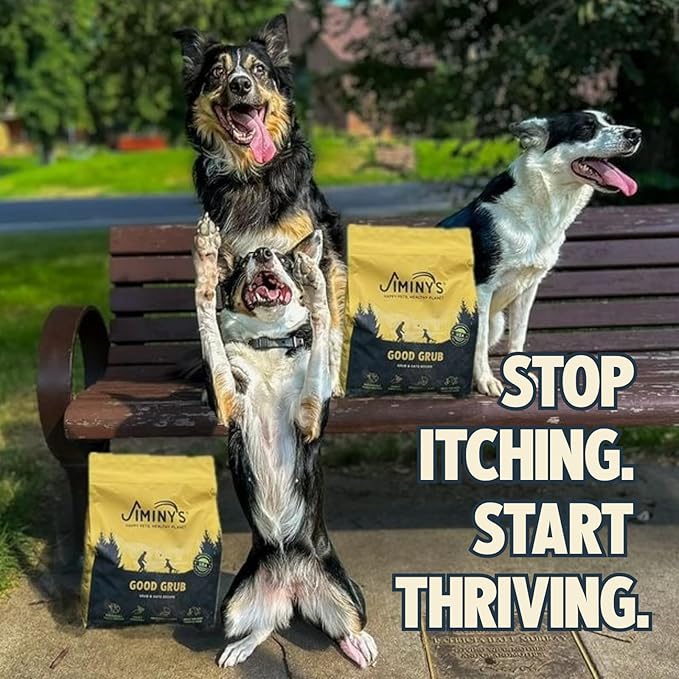 Jiminy's Good Grub Dry Dog Food, Hypoallergenic, Healthy Skin and Coat, Improved Oral Health, Made in USA, 10lb Bag (Pack of 1)