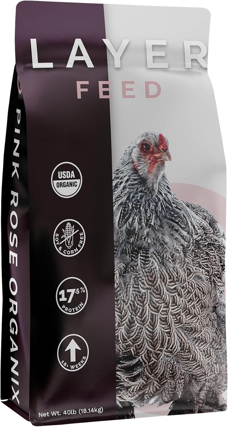 Layer Crumb Feed, 40lbs - Non-GMO, High-Protein Poultry Feed for Healthy Hens & Nutritious Eggs, 17.5% Protein - USDA Certified Organic Blend, Soy & Corn-Free