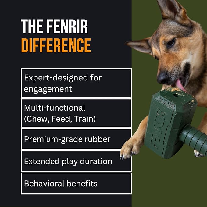 Fenrir Hammer Dog Chew Toy Strong Rubber Stuffable Enrichment Toy for Chewers (Red, Small)