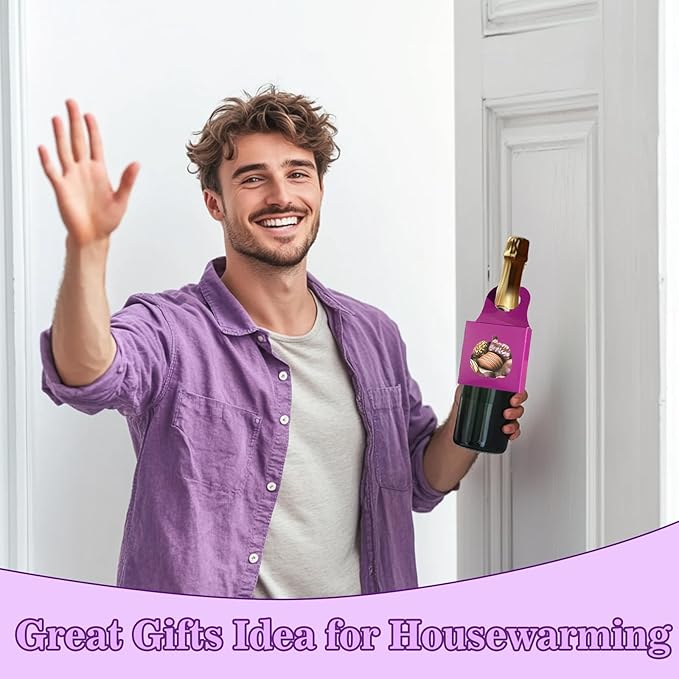 Megitzuu 30PCS Wine Bottle Box with Window, Kraft Paper Wine Boxes for Halloween Gifts Hanging Pumpkin Treat Box Mini Charcuterie Boxes Wine Bottles Gift Bags Goodies Candy Box Party Favor (Purple)