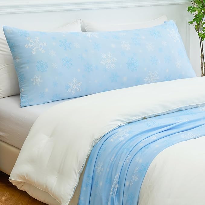 Cooling Body Pillow Case for Hot Sleepers - Floral Body Pillow Cover Cooling Double Side Arc-Chill Q-Max>0.5 Cooling Fiber - Breathable Cooling Body Pillow Cover with Zipper (20" x 54")