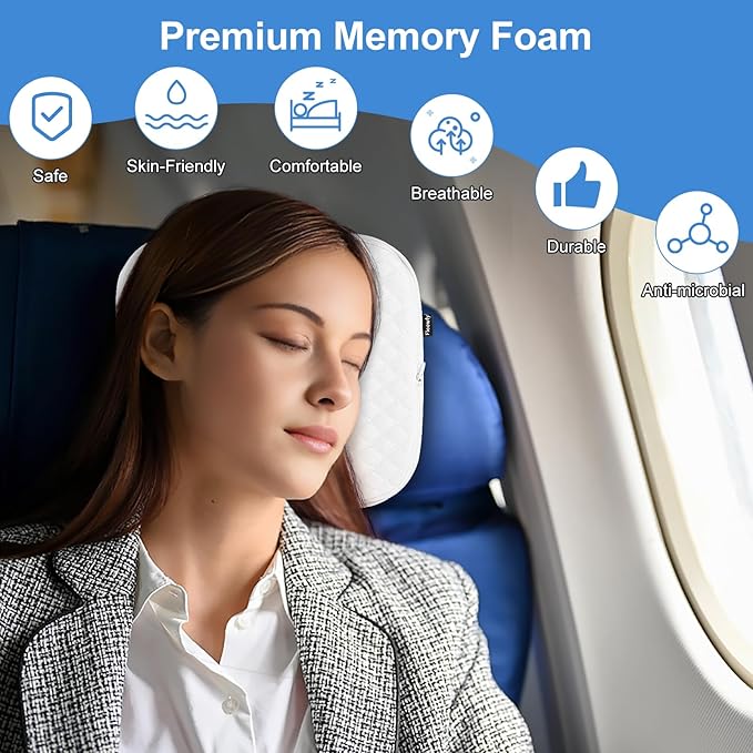 Piercing Pillow with Ear Hole, Memory Foam Ear Pillow for More Comfortable Side Sleeping, Pillows for CNH, Ear Pain Relief, Inflammation, Pressure Sores, Travel, White