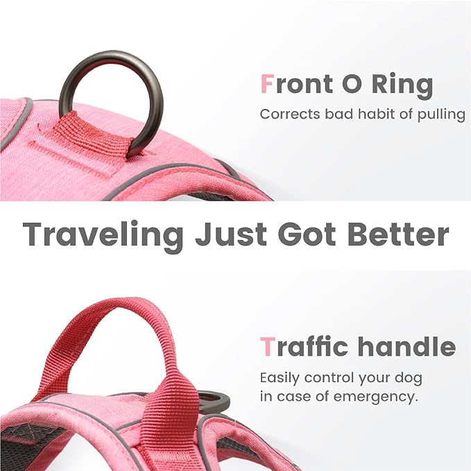 Pawaii Mimi Pink Small Dog Harness, No Choke, Adjustable Soft Padded Pet Vest with Easy Control Handle & Digital ID Tag