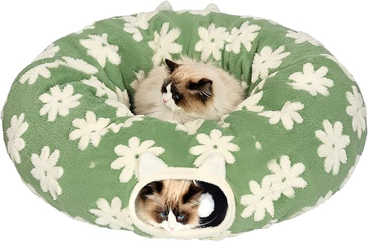 Pesen Cat Tunnel Bed with Soft Cushion, Cat Toys for Indoor Cats Enhance Bonding Between Pets and Owners, Encourage Exploration, and Satisfy Natural Instincts for Kittens, Dogs, and Rabbits