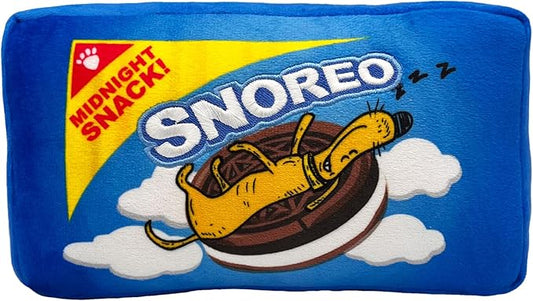 Huxley & Kent Funny Dog Toy w/Squeaker – Power Plush Squeaky Dog Toys for Small, Medium & Large Dogs – Soft Stuffed Animal for Indoor Play & Fetch - Snoreo Cookies, Small