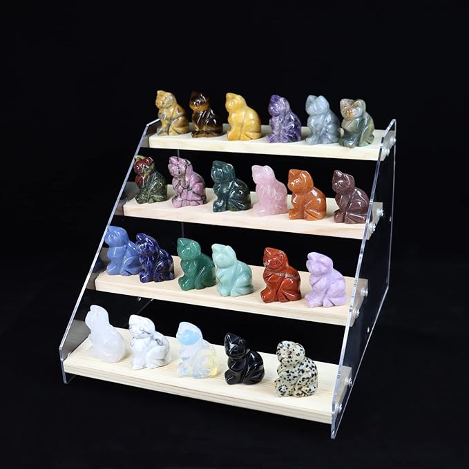 Crystal Cat Figurines Mix 12PCS, 1.5'' Hand Carved Cat Figurine, Healing Cat Statues and Figurines Gemstone Kitten Animal Carving for Collectible Figurines, Home Decor