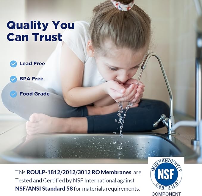 75 GPD RO Membrane with Housing Set, Reverse Osmosis Membrane and 1812/2012 Housing Replacement with Wrench Quick Fittings Check Valve (4 Pack)