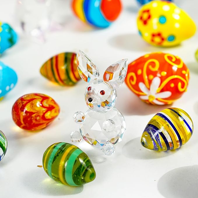 H&D HYALINE & DORA Crystal Bunny Animal Figurine,Collectibles Clear Crystal Art Rabbit Decor Statue,Glass Cute Rabbit Easter Decoration(Clear)