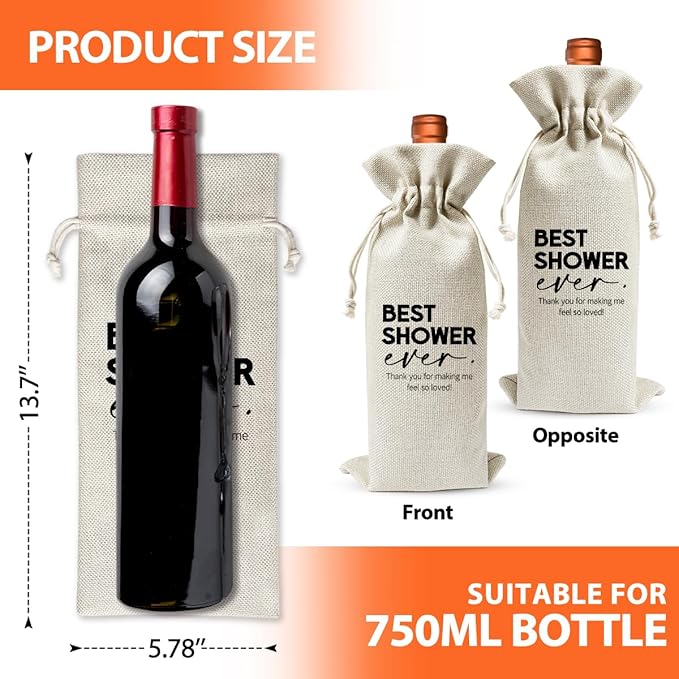 Bridal or Baby Shower Host Gift Wine Bag, Appreciation Christening Thank You Gifts For Hostess Bride Women Engagement Wedding Girls Night New Parents Baby, Baby Shower or Bridal Party Gift Favor Decor