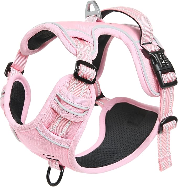 HEELE Dog Harness Dog Harness Small Dog No Pull Harness with Soft Handle Reflective Harness Adjustable, Pink, S