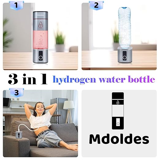 Hydrogen Water Bottle，SPE/PEM Electrolysis Technology, 6000ppb, Food Grade PC, Exhaust Pressure Relief Hole, LED Touch Screen, Suitable for Daily Hydration, Hydrogen Water Bottle Generator