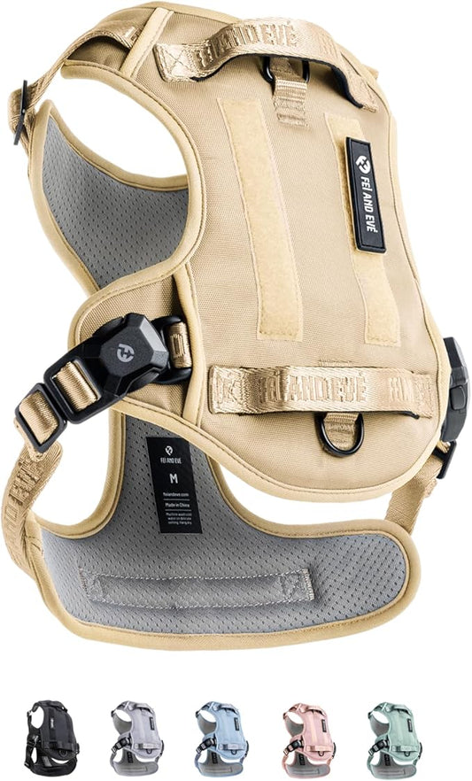 2025 New Edition, Fei & Eve MagEase Dog Harness - 3-Second Magnetic Buckles | 3-Point No-Pull Control | Heavy-Duty 900D Nylon | Dual Safety Handles | Breathable Mesh | Adjustable Fit,X-Large,Champagne