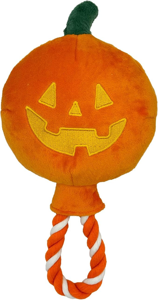 Huxley & Kent Halloween Funny Dog Toy w/Squeaker – Power Plush Squeaky Dog Toys for Small, Medium & Large Dogs – Soft Stuffed Animal for Indoor Play & Fetch - Jack-o-Lantern Safety Pop, One Size