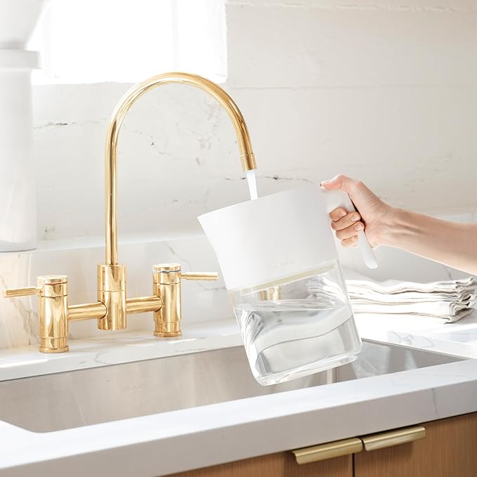 LARQ 8-Cup Water Filter Pitcher for Tap and Drinking Water | Reduces PFAS, Lead, Chlorine, and More | Tested to NSF Standards | BPA/BPS Free | 1-Year Warranty, Granite White