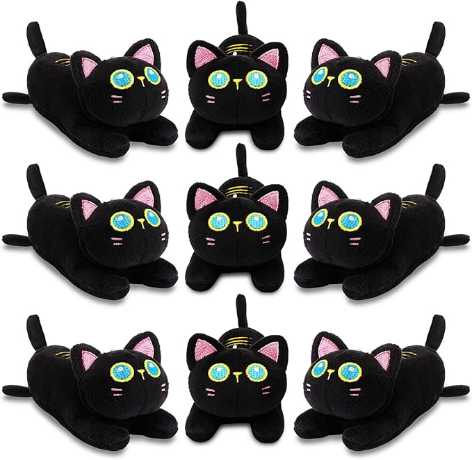 Zomiboo 9 Pcs Cat Stuffed Animals Bulk Mini Plush Cat Pig Stuffed Kitten Soft Doll Piggy Plush Toys Ornament for DIY Keychain Halloween Classroom School Pet Animals Party Favors(Lively Style)