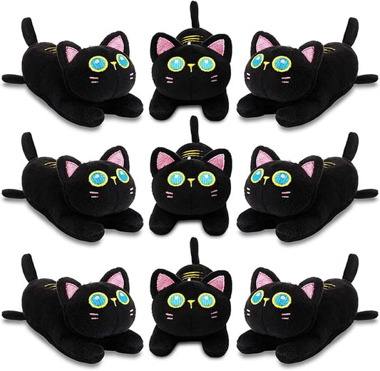 Zomiboo 9 Pcs Cat Stuffed Animals Bulk Mini Plush Cat Pig Stuffed Kitten Soft Doll Piggy Plush Toys Ornament for DIY Keychain Halloween Classroom School Pet Animals Party Favors(Lively Style)