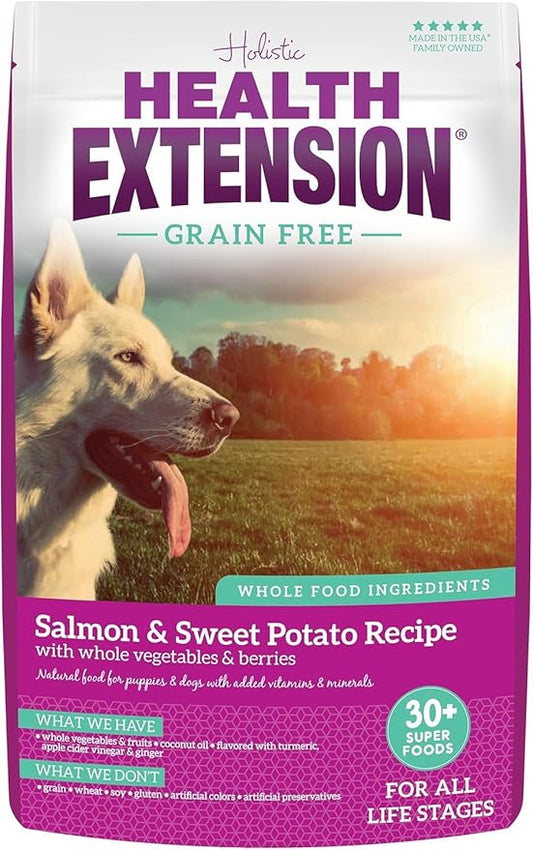 Health Extension Grain Free Salmon & Sweet Potato Dry Dog Food (4 lb / 1.81 kg) - Whole Foods Ingredients Formula with Omega 3 & Antioxidants for All Life Stages Dogs