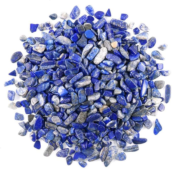 WAYBER 2 Lbs/920g Deep Blue Lapis Lazuli Pebbles Irregular Decorative Stones Natural Crystal Rock Gravel for Aquarium/Fish Turtle Tank/Succulent Plants/Air Plants Decoration (Fill 1.8 Cups)