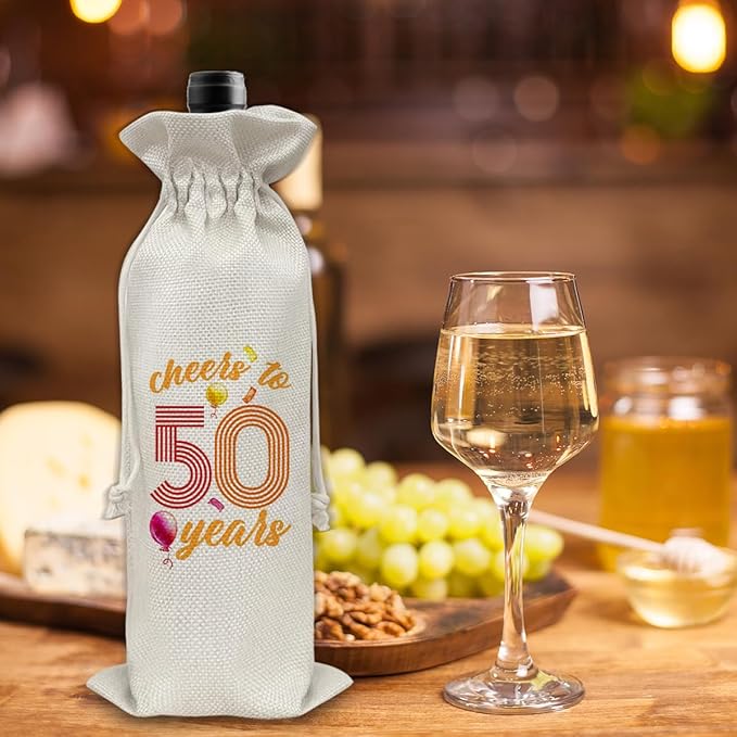 50th Birthday Gifts Wine Bag Congratulations Gifts for Women Men Mom Dad Anniversary Favors 1974 with Time Information Wine Gift Bag