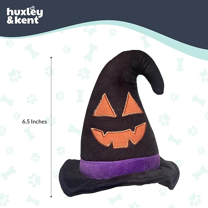 Huxley & Kent Halloween Funny Dog Toy w/Squeaker – Power Plush Squeaky Dog Toys for Small, Medium & Large Dogs – Soft Stuffed Animal for Indoor Play & Fetch - Witch Hat, One Size
