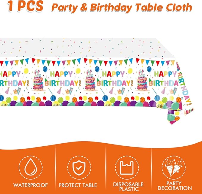 41Pcs Balloons Birthday Party Decorations, Kid‘s Happy Birthday Party Supplies Set with Disposable Paper Plates and Napkins, Balloon Tablecloth for Boys/Girls, Serves 20
