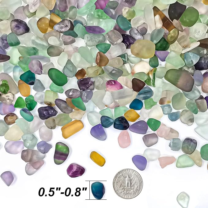 Keedolla 3 LB Fluorite Tumbled Chips Aquarium Fish Tank Gravel, Natural Crystal Quartz Stones Rocks Pebbles for Vase Fillers, Garden, Succulent Plants Decor