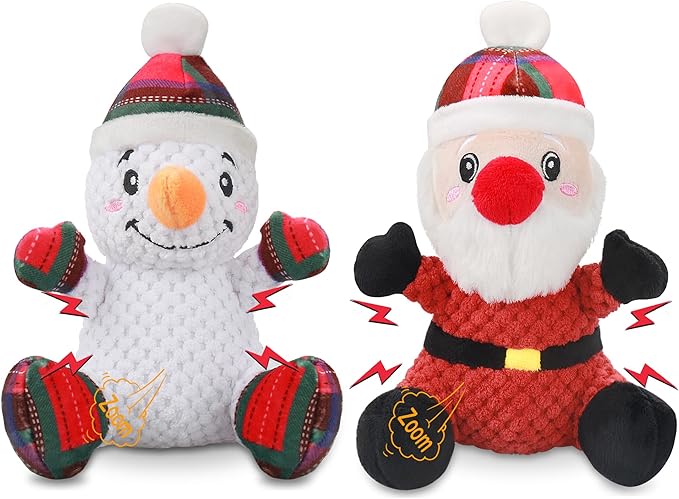 Squeaky Dog Toys, 2 Pack Dog Chew Toys with Crinkle Paper for Puppy, Small, Medium, Large Dogs, Interactive Pet Holiday Toys for Training and Reducing Boredom