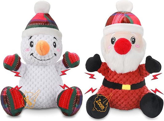 Squeaky Dog Toys, 2 Pack Dog Chew Toys with Crinkle Paper for Puppy, Small, Medium, Large Dogs, Interactive Pet Holiday Toys for Training and Reducing Boredom