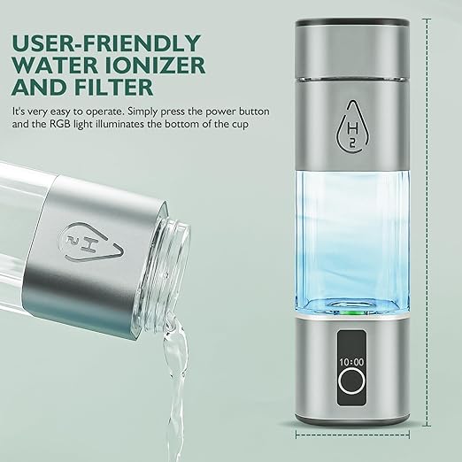 Hydrogen Water Bottle,Hydrogen Water Bottles Generator, Built-in Hydrogen Water Machine Quickly Produces Hydrogen to add to Hydrogen Tanks,Grey