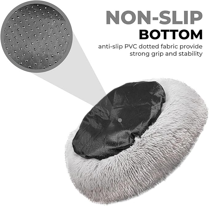 Whiskers & Friends Cat Bed, Cat Beds for Indoor Cats Washable, Orthopedic Soft Fluffy Round Calming Pet Bed for Small to Large Kitty Kittens & Dogs, Small Dog Beds & Furniture
