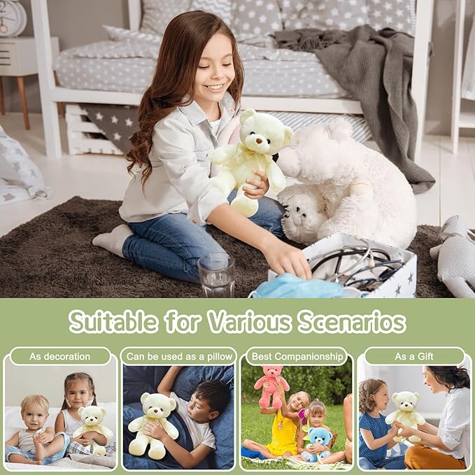 White Teddy Bear Stuffed Animals 13.4“ Soft Cuddly Stuffed Plush Teddy Bear Cute Plush Toys Birthday Christmas Valentine’s Day Wedding Graduation Party Gifts