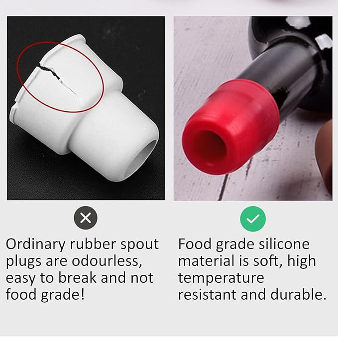6 Pcs Silicone Wine Stopper, Reusable Wine Stoppers, Wine Bottle Cover Caps to Keep Wine Fresh, for Wine Bottles Beer Beverage Champagne Bottle Sealer