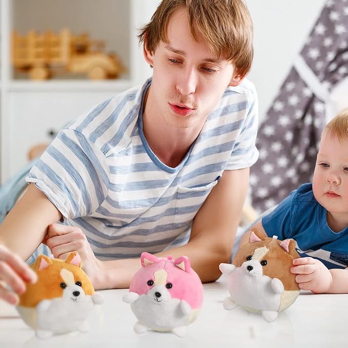 Sumind 9 Pcs 4" 5" Mini Plush Stuffed Dog Party Favor Small Puppy Stuffed Animal Bulk Soft Toy Doll Cute for Kids Gift Graduation Stocking Stuffers Baby Shower Birthday(Cute Puppy)