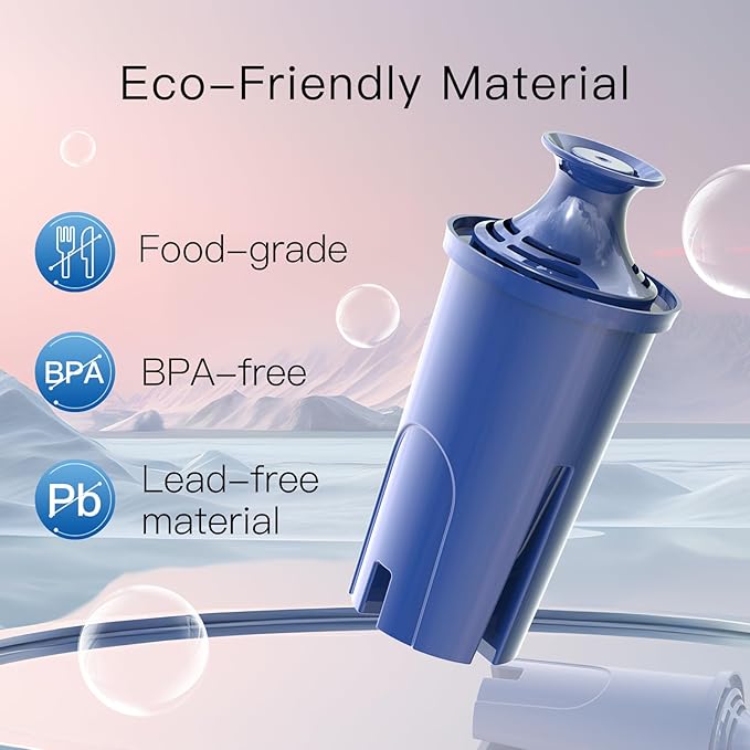 Alkaline Water Filter, Replacement for Brita® classic 35557, OB03, Mavea® 107007, Brita® Pitchers Grand, Lake, Capri, Wave and More, NSF Certified, 2 Packs