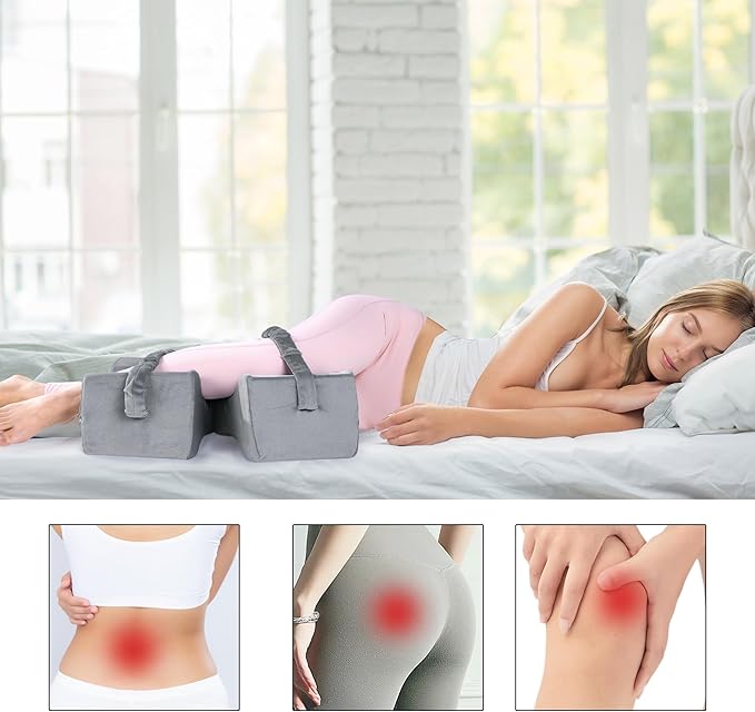 BALAPET Adjustable Shape Knee Pillow for Side Sleepers, Memory Foam Pillow for Between Knees While Sleeping & Aligns Spine, Supportive Bolster Pillow for Relieves Pressure Leg Elevation, Grey