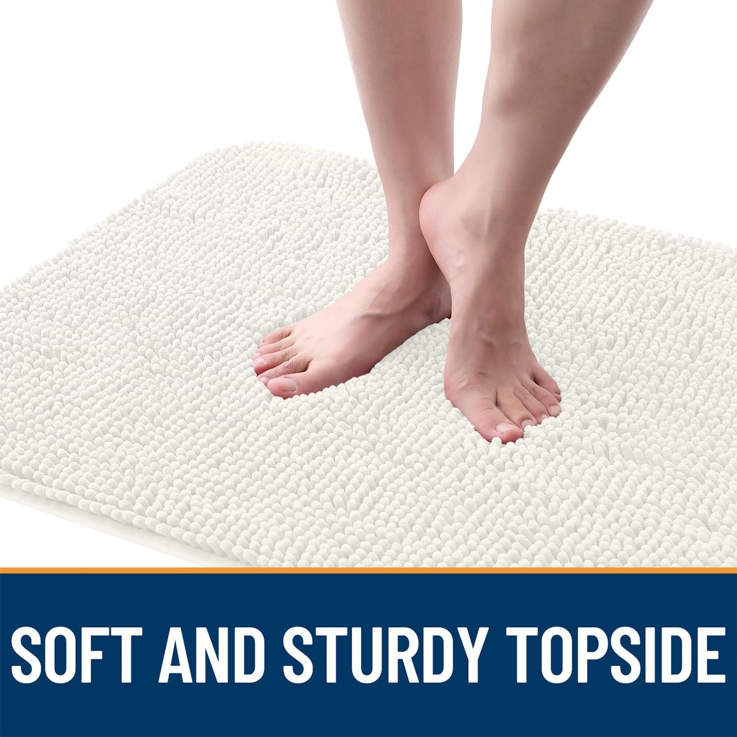 OLANLY Dog Door Mat for Muddy Paws 44x24, Absorbs Moisture and Dirt, Absorbent Non-Slip Washable Doormat, Quick Dry Chenille Mud Mat for Dogs, Entry Indoor Entryway Carpet for Inside Floor, Ivory