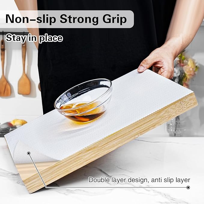 Shelf and Drawer Liner for Kitchen Cabinet,18 in x 10 FT Non-Adhesive Cabinet Liners for Shelves Non-Slip Waterproof Kitchen Drawer Liners Contact Paper Shelf Paper with Knife and Tape Measure
