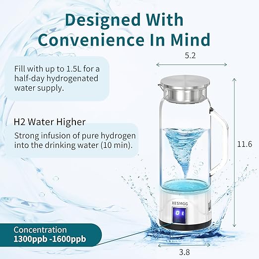 Hydrogen Water Bottle, Hydrogen Water Generator Electrolysis Jug BPA Free with PEM SPE Technology Portable Hydrogen Bottle and Ionizer Machine for Home Travel
