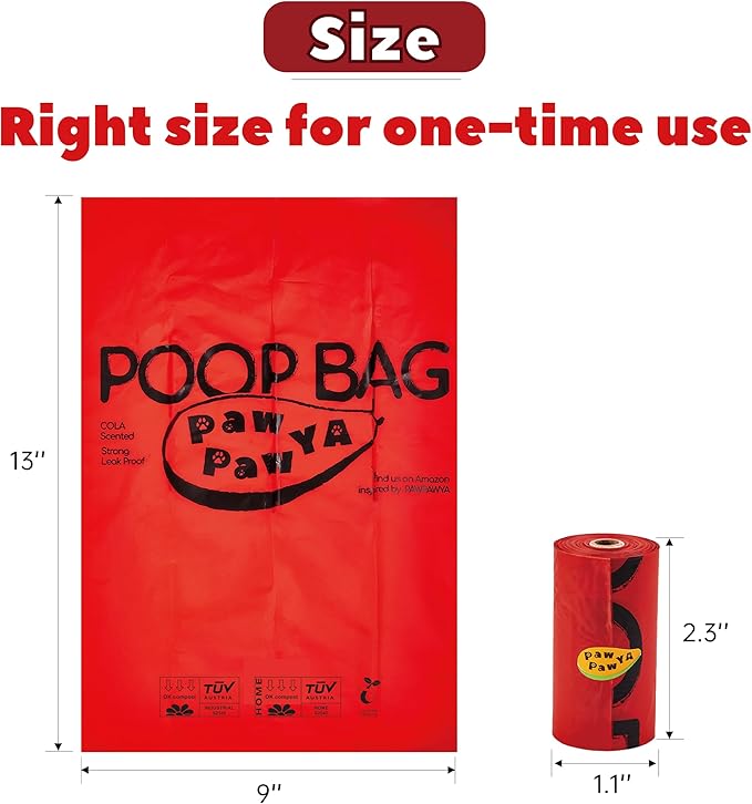 Dog Poop Bags Rolls 120 Count, Certified Compostable, Poop Bags for Dogs with Coke Scented, 8 Rolls Biodegradable for Cornstarch Doggie Poop Bag, Leak Proof, Extra Thick, Dog Waste & Cat Litter Bag