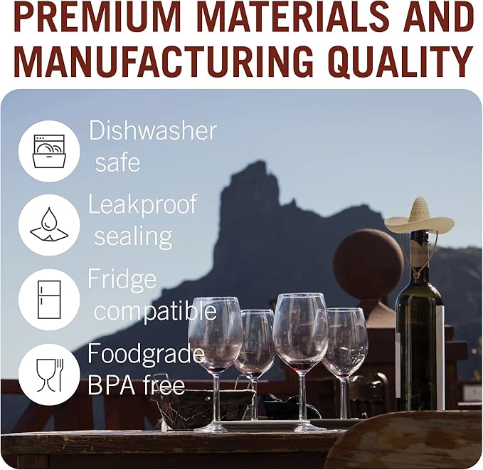 Monkey Business Elcorko Silicone Wine Stopper, Bottle Stopper with Sombrero Design, Wine Accessories, Keeps Wine Fresh, Wine Gifts